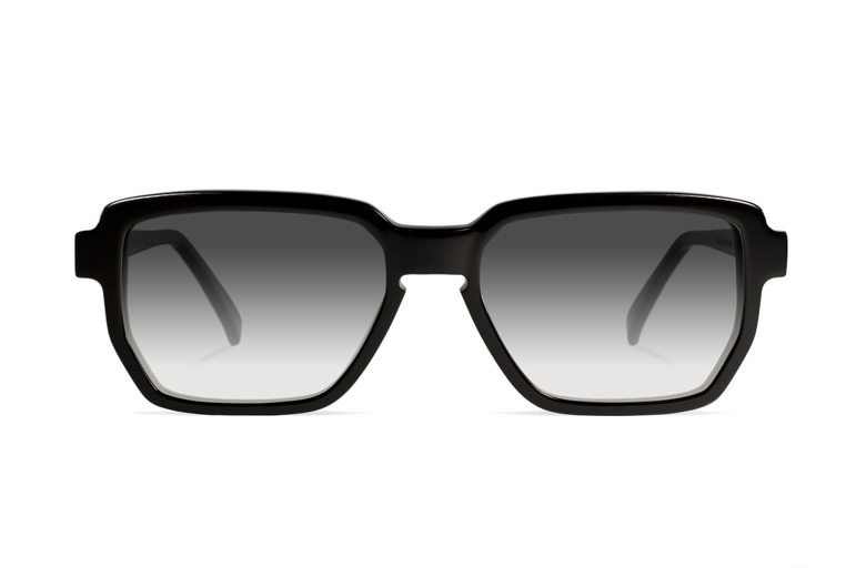 Urican 88BK, Black Acetate Hexagonal Sunglasses